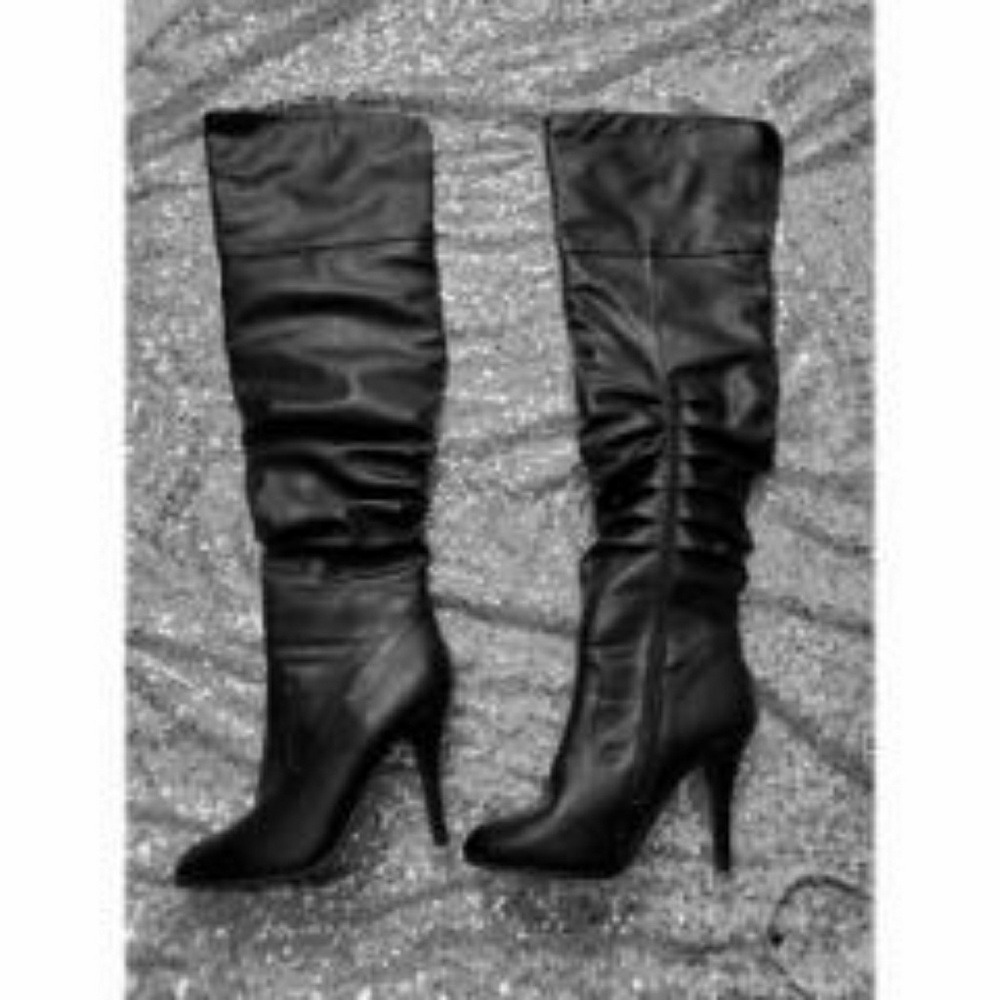 Black Non Leather Thigh High Boots